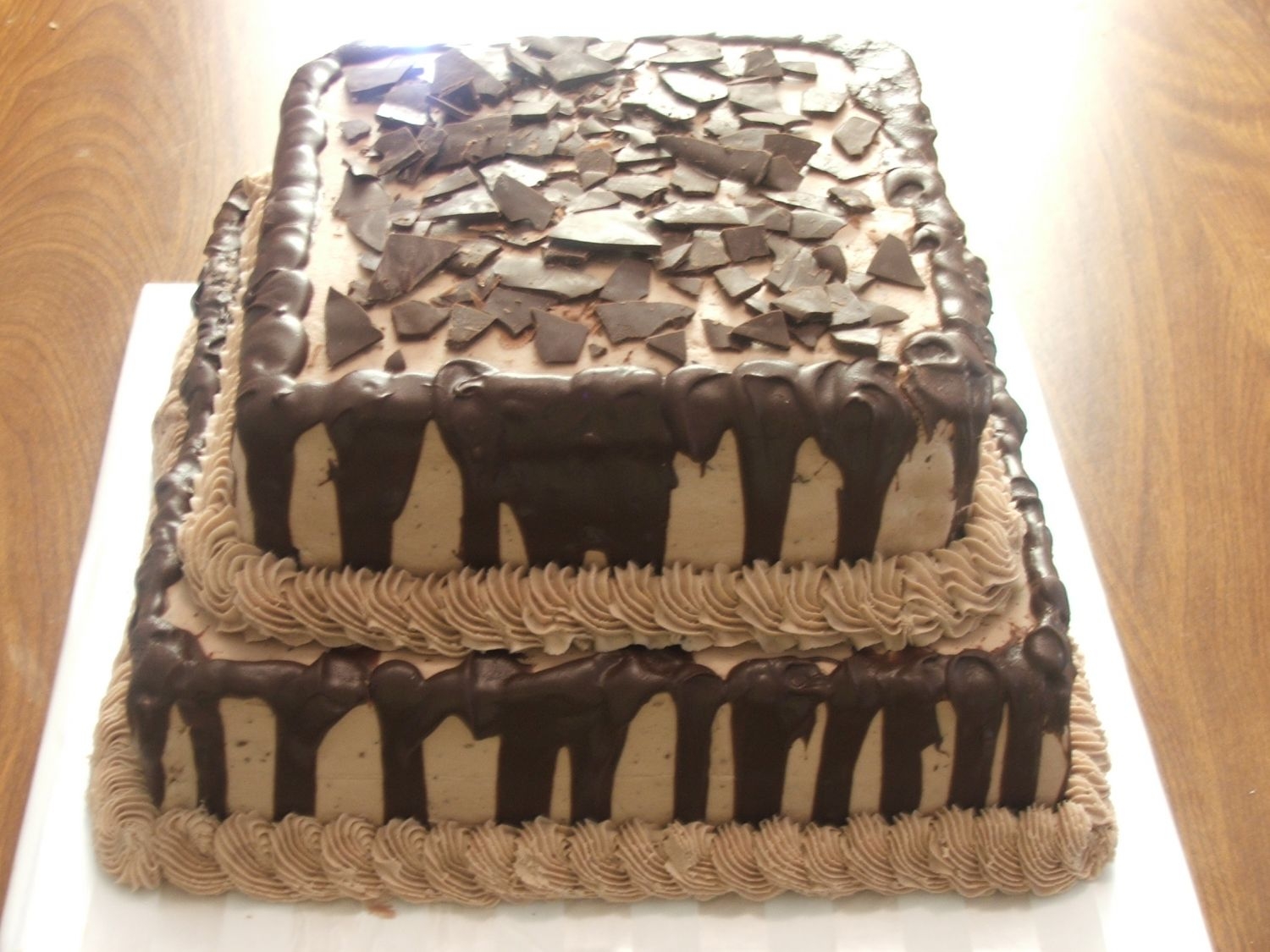 Choc. Grooms Cake This is a choc. choc. chip grooms cake with carmel filling and choc. buttercream