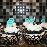 Teal Black And White Cupcakes Vanilla and black chocolate frosting. Homemade toppers