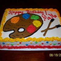 Artist Pallet Cake This cake was done for a person that is an artist. Vanilla cake with buttercream.