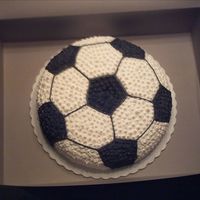 Soccer Ball a simple cake for a friends grandson. I rounded the top to make it standout a little more and make it look more round.