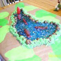Camo With The Pond Jello and swedish fish added to the cake...TFL