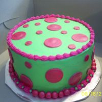 Polka Dot 8" CVSC cake with bcd and choco pan accents brushed with pearl dust. Trying to get back in the swing of making cakes. The little girl...