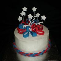 4Th Of July 2008 8" cake, Iced in B/C, fonant bow, stars and accents. TFL!