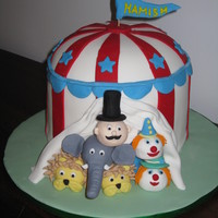 Circus Tent Cake For my youngest son's baptism.