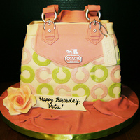 Pink And Green Coach Purse Cake 