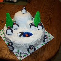 Penguin Cake I actually used someones idea from cake central.com for this one so thanks to whoever it was! The pegunins are fondant and the trees are...