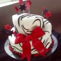 21St B'day Cake Inspired by http://blog.pinkcakebox.com/zebra-print-topsy-turvy-birthday-cake-2007-01-26.htm MMF and MMF bow