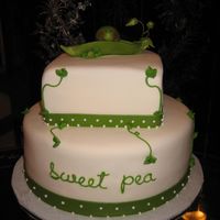 Pea In Pod This cake was made for a co-worker sister's baby-shower. It is a two-tiered yellow cake with pineapple filling iced with BC and laced...