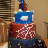 Super Hero's Super Hero Cake - it is done in BC What do you think. I thought it would be fun to use some toys for the cake so it's like one big...