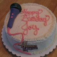 Hannah Montana This cake was for a little girl who loves Hannah Montana... they wanted a microphone on it ... my first microphone.. I think it kind of...