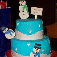 Snowman Birthday Made this for my DD for her 16th birthday. She saw it in the wilton book and had to have it. I covered it in buttercream instead of fondant...
