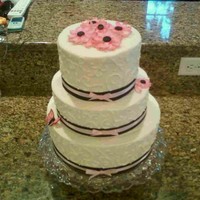 Pink Black For sister in law's bridal shower. Her wedding colors were pink & black. Mom in law wanted it champagne cake & strawberry...