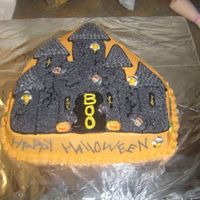 Haunted House Castle cake done with the castle pan from WILTON. Iced in BC!