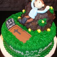 Over The Hill A client wanted a man falling down a hill into a grave.