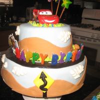 Cars here is one of my favorite cakes i have made so far i got my inspiration from CC'ers .everything is MMF.