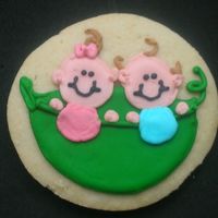 Two Peas In A Pod Got the inspiration from a birth announcement. Made these to accompany the "blocks" cookies for my brother and sister in law....