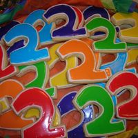 Second Birthday Cookies made these for my daughter's daycare class. Couldn't find a " 2 " cookie cutter, so I made one!