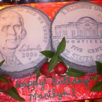 55 Nickel Cake These are 2- 6" cakes with an edible image of the front and back of nickles with BC icing to match. Did this cake in representation of...