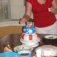 4Th Of July Cake This was the cake I made for the 4th! The top layer had Bailey's Irish Cream and white choc. filling and the bottom layer was a Kahlua...