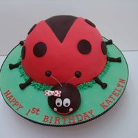 Ladybug I made this cake from a 10", and two 9" round cakes carved. The head is two cupakes put together. The red fondant is MMF, and the...