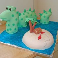 Sea Monster I actually did this cake for a baby shower. The sea monster is all cake, with a pvc pipe going through the head piece, and a small wooden...