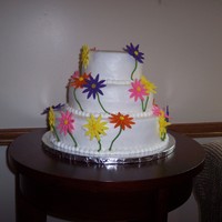 Summer Wedding vanilla cake, bc icing, mmf flowers