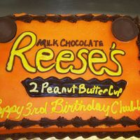 Resees Penutbutter Cake This was so much fun to do. The little boy just loved it. I didn't have enough room for the "S" is cups, but the customer...