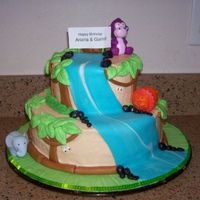 Ari & Garin's Jungle Cake Buttercream cake w/fondant accents- totally inspired by some great CC cakes- thanks!