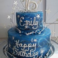 Celestial Sweet 16 Inspired by Denise's 'Hung ths Sun, Moon & Stars' cake for my niece's 16th birthday. Iced with BC. I don't...