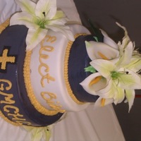 3 Tiered Mmf A disaster turned miracle! 6', 8", and 10" rounds w/ MMF and fondant calla lillies...