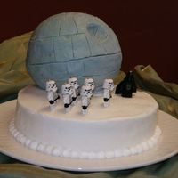 Death Star This is the final version of the Death Star for my brother-in-laws grooms cake. The Storm Troopers and Darth Vader are mini Lego keychain...