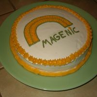 My First Cake This is the first cake I ever decorated. I made it for my husbands company. Happily they were impressed.