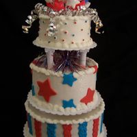 Red, White And Blue Birthday This cake was for a little girl's 1st Birthday. She was born 15 minutes shy of the fourth. Very patriotic parents! ;) Bottom layer,...