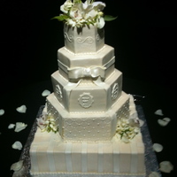 Buttercream Wedding Cake With Fondant Accents. 