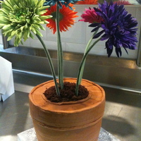 Flower Pot Cake Buttercream flower pot, flowers are faux.