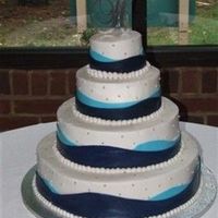 Cathy's Cake 2nd wedding cake, mmf stripes, buttercream & dragees