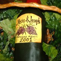 Wine Bottle Shower Cake mmf, hand painted the label with food coloring, kinda looks like a jager bottle my next one will be better, longer skinnier neck.