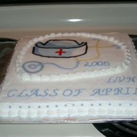 Nurse Hat And Stethescope This is my first buttercream transfer. From the mistakes in the way it looks, I learned alot!! The cake was made today for my sisters...