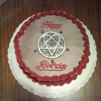 Heartagram Birthday Cake Ok. This was a rush job, I admit, for my daughters friend. It is chocolate cake with chocolate mousse filling. Buttercream icing sprayed...