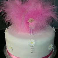 Sarahs Shower Cake Chocolate sponge with rolled fondant, she loves feathers, diamantes and anything pink so thats what she got!