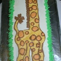 Dscn2236.jpg Chocolate cake, buttercream icing, color flow giraffe done on the cake