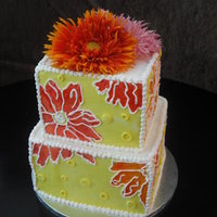 Bright Colors Bridal Shower Cake All buttercream with hand painted flowers...