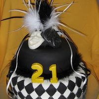 Comedy / Tragedy 21St B'day My good friend's daughters' 21st B'day cake. It is a Black and White Party which is the dress code also. The party girl is...