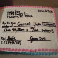 Check For 1 Million Dollars 11 x 15 cake. Check for my hairdresser