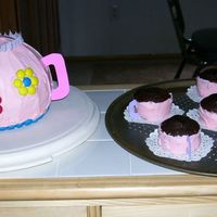Teapot Cake And Tea Cups 