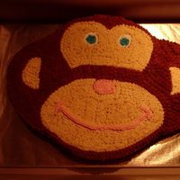 Monkey Face Birthday Cake This is a cake I made for a 10 year old girl's birthday. Cake was chocolate, iced with chocolate buttercream and tinted white...