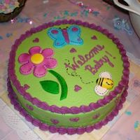 Butterfly Baby Shower Buttercream icing with airbrushed fondant details. Still working on the airbrushing skills, not much time to practice with a 2.5 year old...