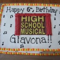 High School Musical Disney's High School Musical themed cake for a 6 year old's birthday. Iced in buttercream with edible image and gold dragees for...