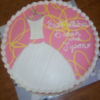 Bridal Shower This cake was designed after the bridal shower invitation (photo posted). I piped the yellow design right on top of the pink, laid a viva...