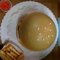 Hamburger Cake Hamburger is a brownie, the buns are white chocolate cake filled with cheesecake whipped icing. Condiments are made from candy clay and/or...